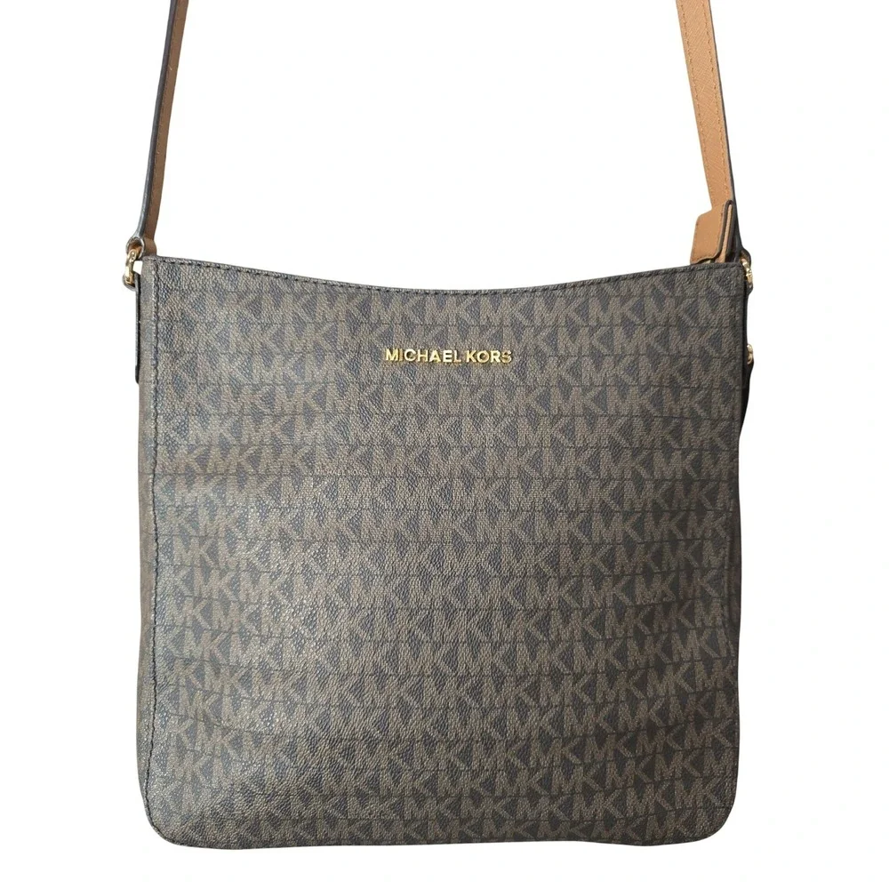 Michael Kors Jet Set Travel Large Logo Messenger Crossbody Bag Brown 35F8GTVM7B